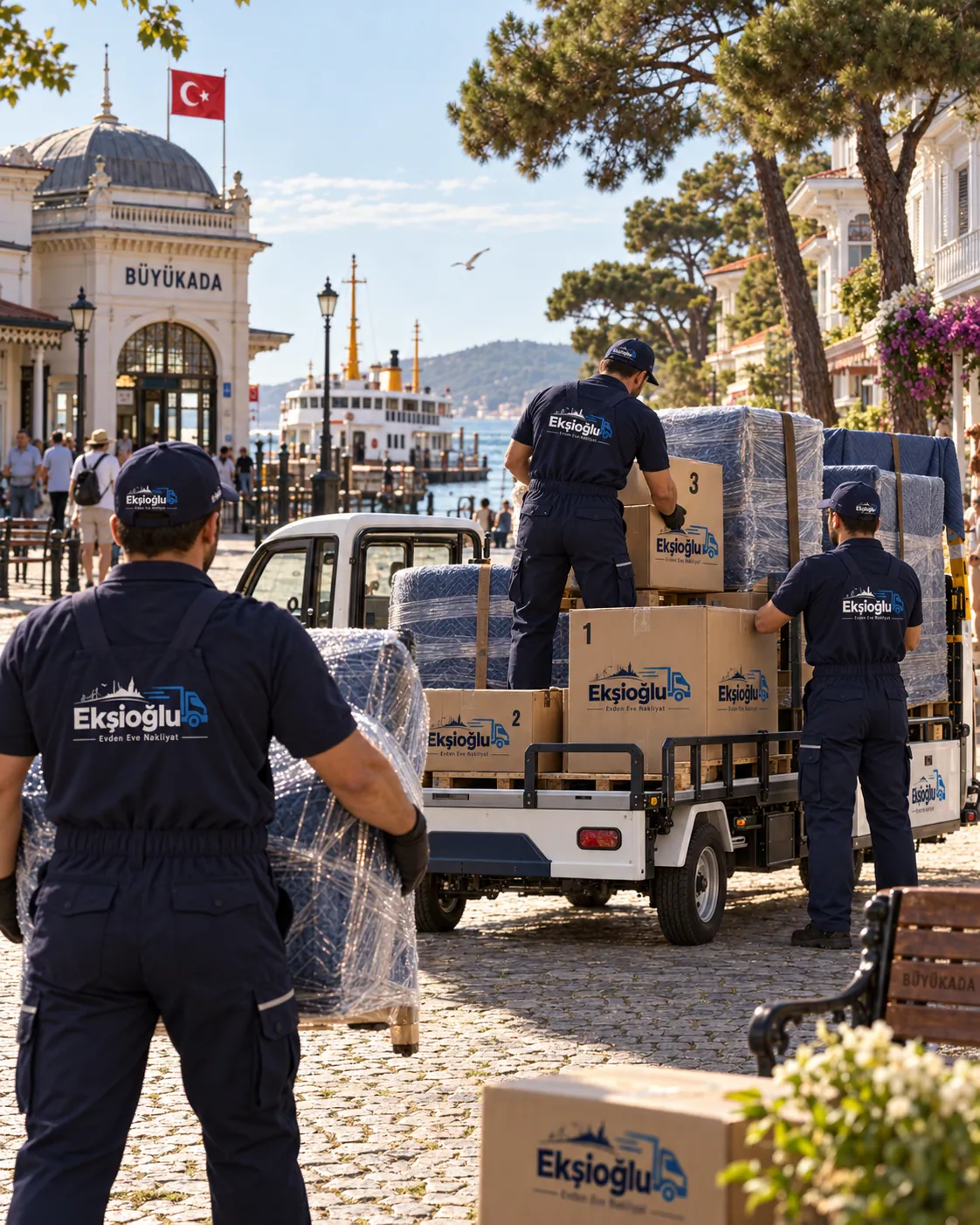Adalar ada içi nakliyat - İskeleden eve elektrikli hizmet aracı ve akülü taşıyıcılarla transfer